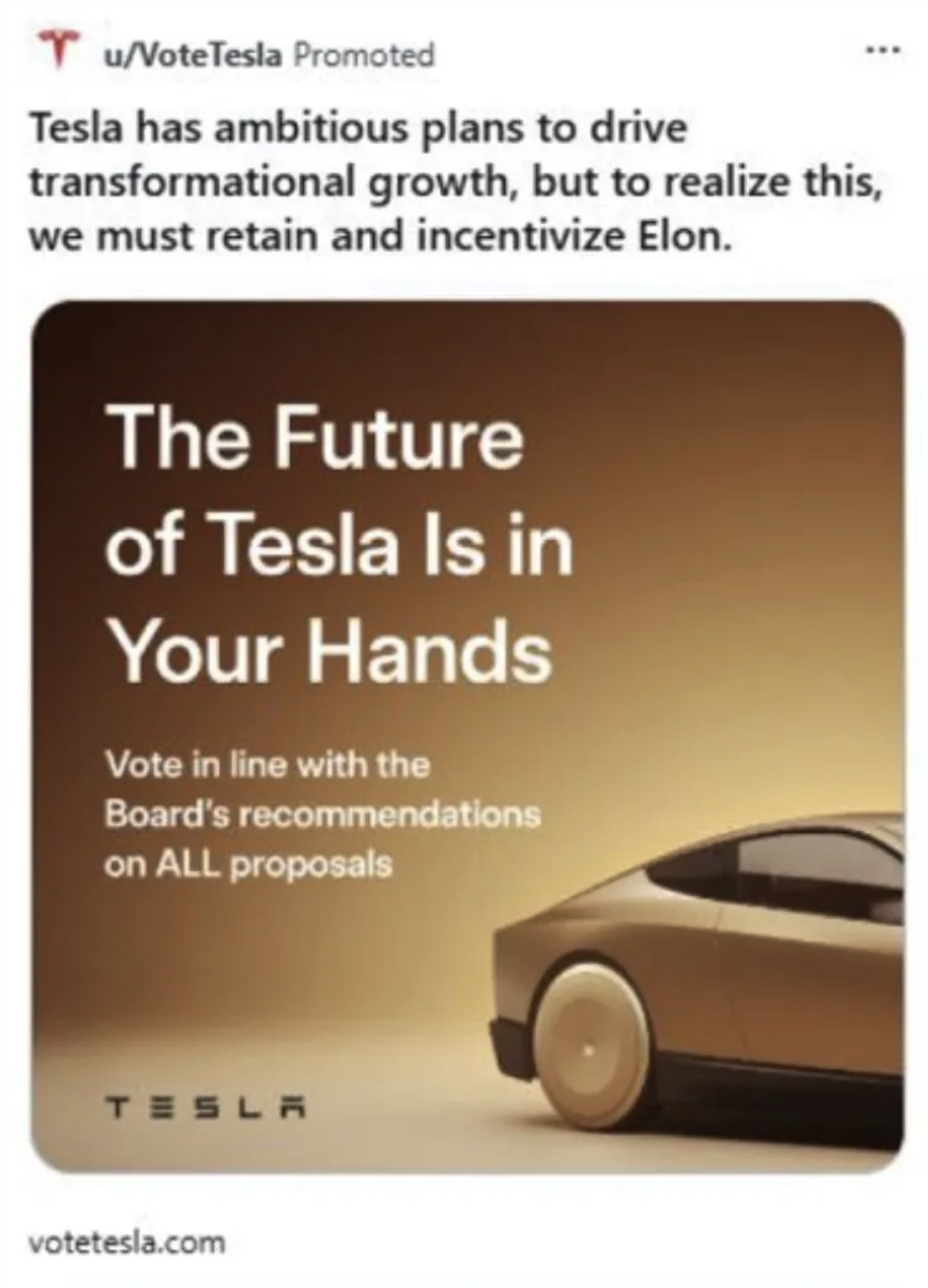 特斯拉大投广告，督促股东投票支持马斯克万亿薪酬