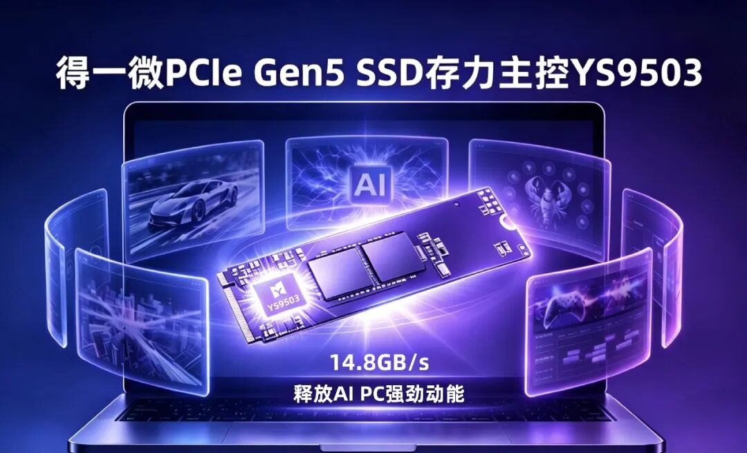 得一微PCIe Gen5 SSD主控亮相COMPUTEX 2026，AI存力架构赋能端侧AI应用