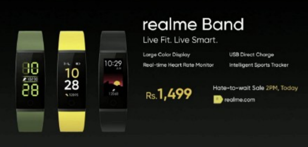 realme在印度发布了首款智能手环realme band,标志着该公司正式进入可