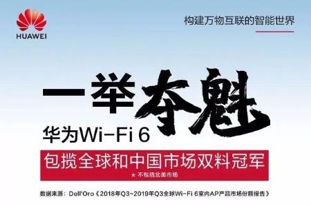 华为Wi-Fi 6斩获全球和中国市场双料冠军